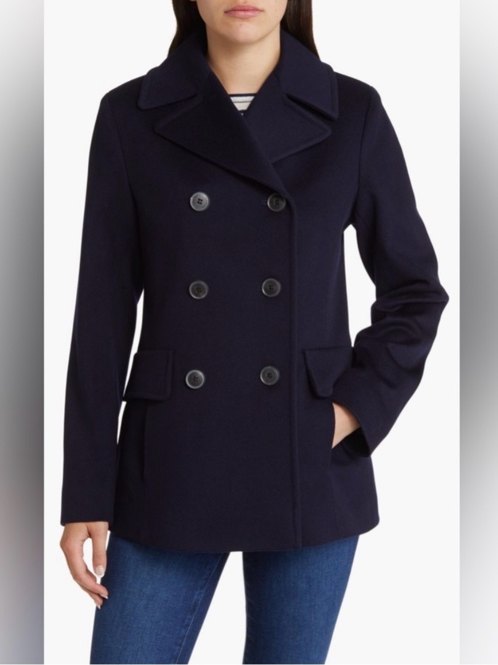 Fleurette Ali Wool Peacoat In Midnight Navy Blue Size 4 $895